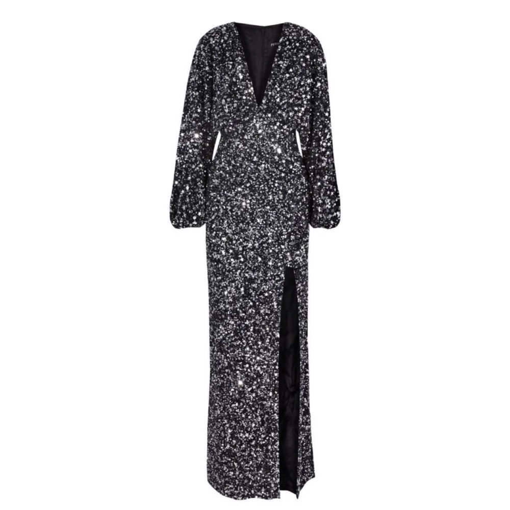Retrofete | Camille Gathered Sequin Chiffon Gown